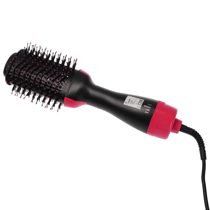 УЦЕНКА Фен - щетка Luazon LFS-04, 1000 Вт, 3 скорости, 3 режима, чёрно-розовый - Фото 1