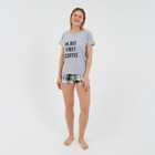 Комплект (футб/шорты) домашний женский , принт Ok but first coffee, 50 - Фото 3