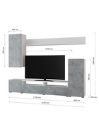 Гостиная «Лира», 2130×1680×350 мм, цвет белый матовый/бетон - Фото 2