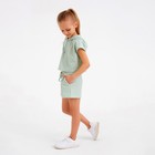 Комплект для девочки (топ, шорты) MINAKU: Casual Collection, оливковый, рост 128 см 7696070 - фото 14027881