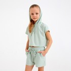 Комплект для девочки (топ, шорты) MINAKU: Casual Collection, оливковый, рост 128 см 7696070 - фото 14027883