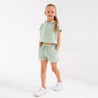 Комплект для девочки (топ, шорты) MINAKU: Casual Collection, оливковый, рост 128 см 7696070 - фото 14027885