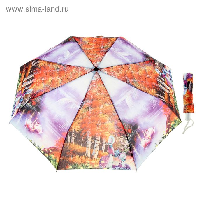 Зонт автоматический "Берёзы", R=51см, разноцветный - Фото 1