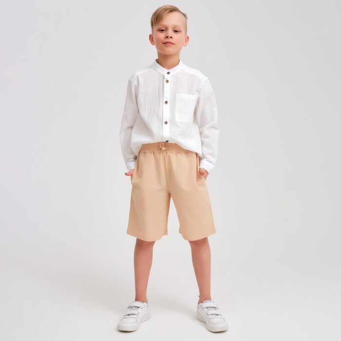 Шорты-бермуды детские MINAKU: Cotton collection цвет бежевый, рост 152 - Фото 1