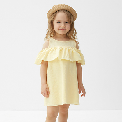 Платье для девочки MINAKU: Cotton Collection жёлтое, рост 134 см