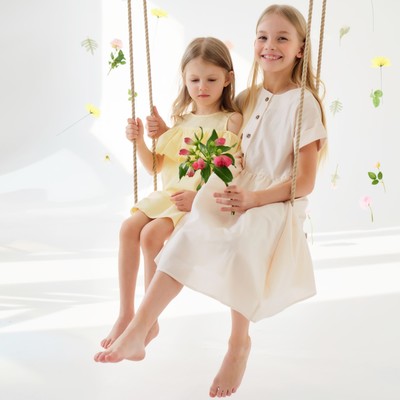 Платье для девочки MINAKU: Cotton Collection жёлтое, рост 134 см