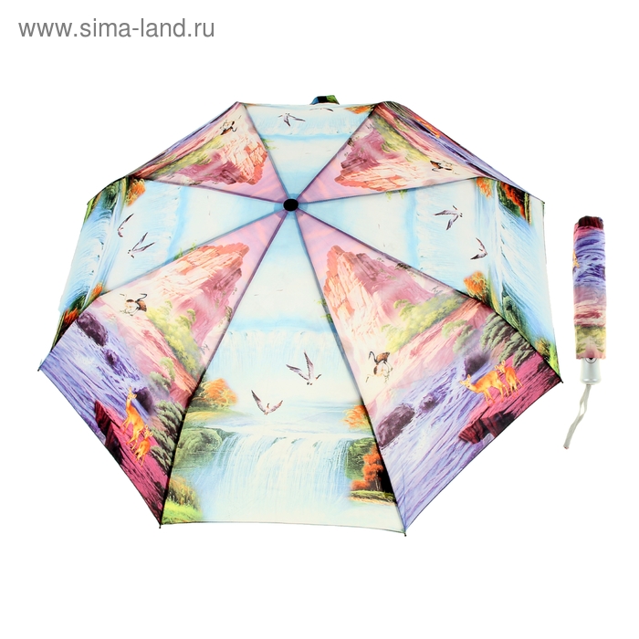 Зонт автоматический "Горная река", R=51см, разноцветный - Фото 1