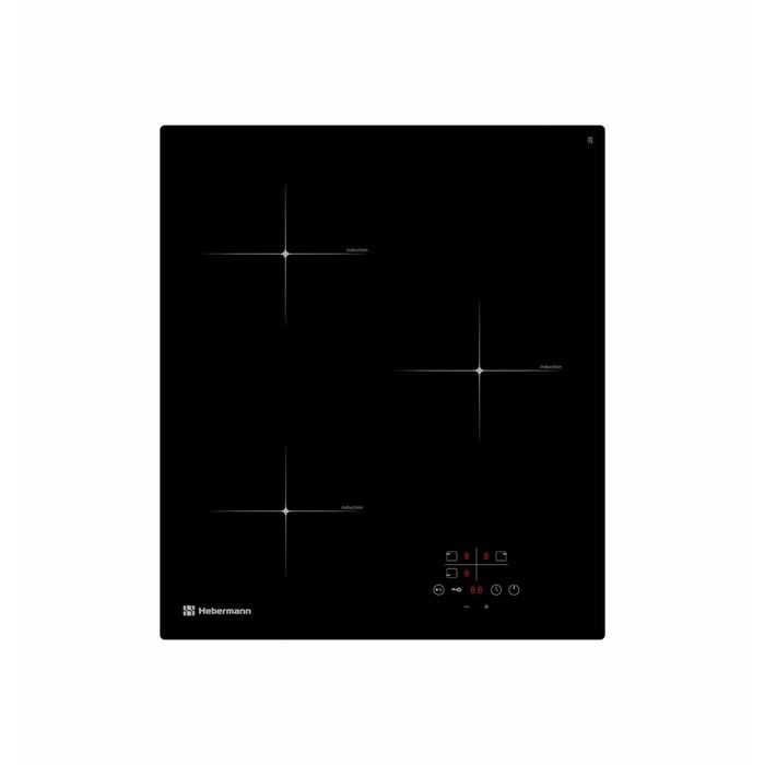 Варочная поверхность Hebermann HBKI 4530.1 BL, индукционная, 3 конфорки, сенсор, чёрная - Фото 1