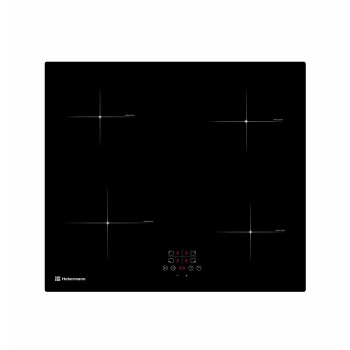 Варочная поверхность Hebermann HBKI 6040.1 B, индукционная, 4 конфорки, сенсор, чёрная - Фото 1