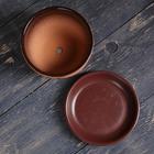 Горшок для цветов «Восток», керамический, с поддоном, 350 мл, коричневый с иероглифом - Фото 3