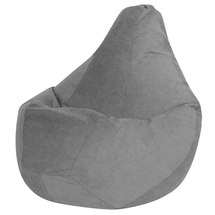 Кресло-мешок «Груша», велюр, размер 2XL, цвет серый - Фото 1