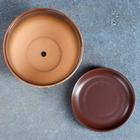 Горшок для цветов «Витраж», 1.65 л, d=17 см, h=13 см, керамический, с поддоном, коричневый - Фото 3