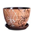 Горшок для цветов «Витраж», 1.65 л, d=17 см, h=13 см, керамический, с поддоном, коричневый - Фото 4