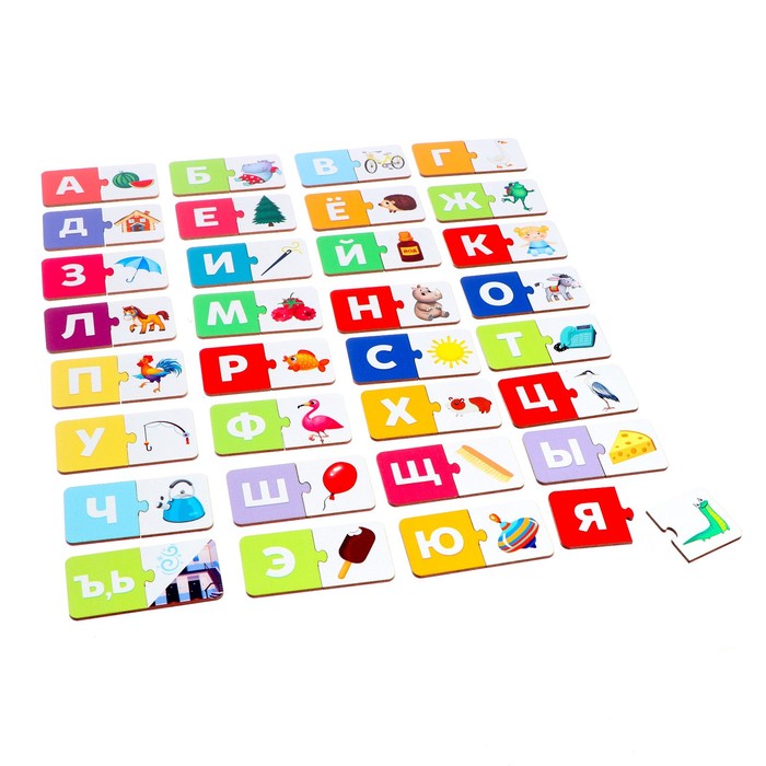Обучающий набор «Сколько букв в алфавите?», парные пазлы + картонная книга с окошками 53440
