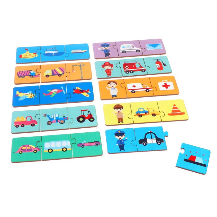 Игровой и обучающий набор «Всё, что едет и летит», умные пазлы-цепочки + картонная книга 53442