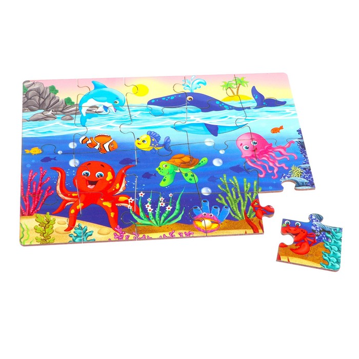 Игровой и обучающий набор «Кто живёт в море», пазл + картонная книга 53447