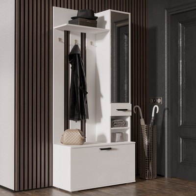 Прихожая «Ника», с зеркалом, 910×354×2035 мм, цвет белая гладкая