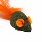 Мышь для кошек из прессованной кошачьей мяты, 5 см, с хвостом из перьев - Фото 2