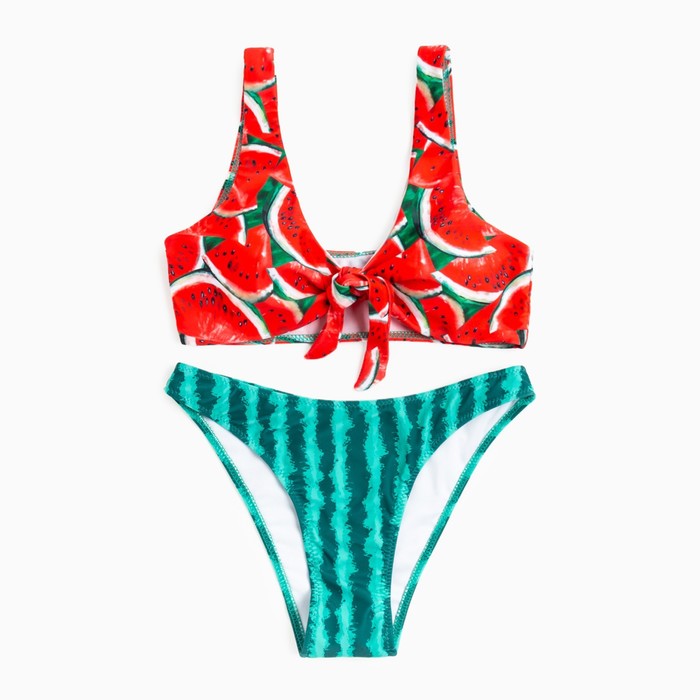 Купальник женский раздельный MINAKU цвет красный/зелёный, размер 44