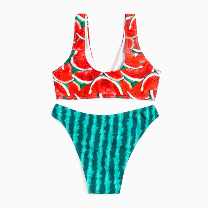 Купальник женский раздельный MINAKU цвет красный/зелёный, размер 44