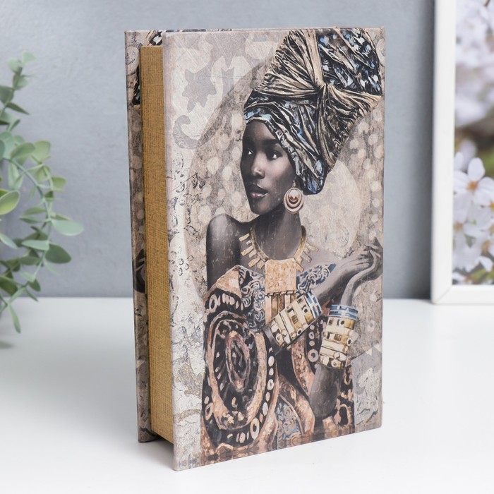 Сейф-книга дерево кожзам "Африканская красавица" 21х13х5 см - фото 1898622844