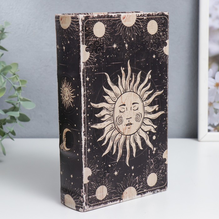 Шкатулка книга - сейф «Славянское солнце», дерево, искусственная кожа, 21×13×5 см - Фото 1
