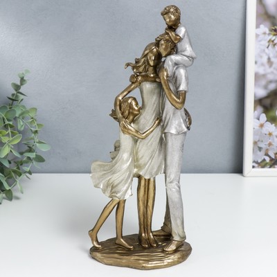 Фигурка полистоун «Наша большая семья», серо-синий и перламутр, 28.5×10.5×12.5 см