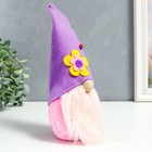 Кукла интерьерная "Гном в колпаке с цветком и божьей коровкой" 25х8х6 см - фото 21533573