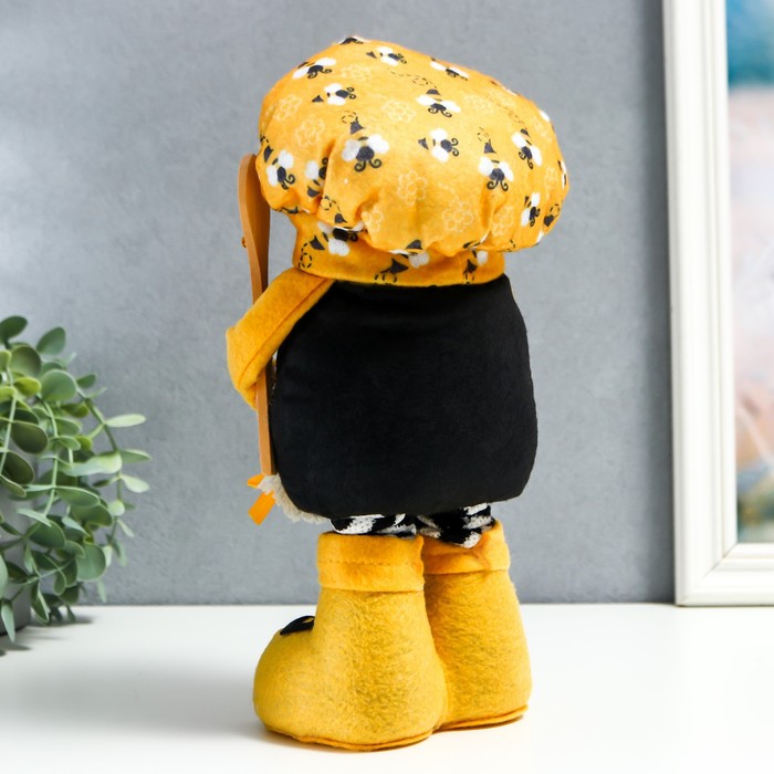 Кукла интерьерная "Бабуля в берете с пчёлами с ложкой для мёда" раздвижной 28-40 см - фото 1907413836