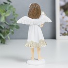 Сувенир полистоун "Ангелочек-девочка в белом  платье с сердечком" блеск 11х6,4х3,3 см  7788559 - Фото 3