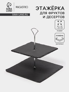Этажёрка для фруктов и десертов Magistro Valley, 2 яруса, d=25/20, h=25 см, сланец, чёрная - Фото 1
