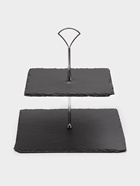 Этажёрка для фруктов и десертов Magistro Valley, 2 яруса, d=25/20, h=25 см, сланец, чёрная - Фото 2