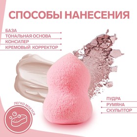 Спонж для макияжа «Амфора», пористый, 4 × 6 см, увеличивается при намокании, цвет МИКС