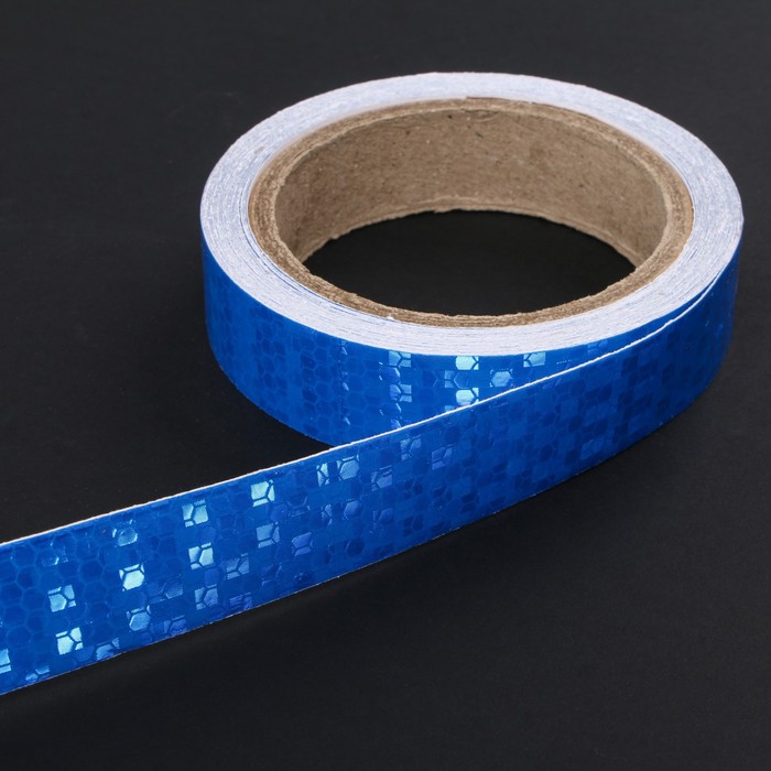 Светоотражающая лента, самоклеящаяся, синяя, 2 см х 8  м - Фото 1