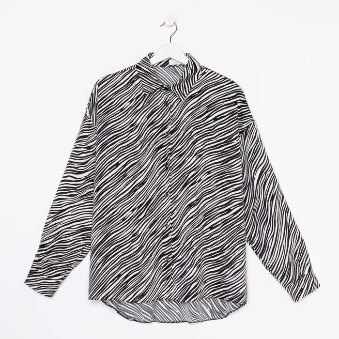 Блузка женская, цвет ч/б ,принт зебра, размер 52 53464