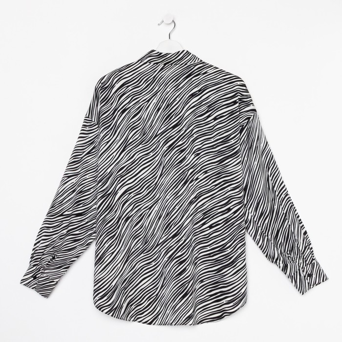 Блузка женская, цвет ч/б ,принт зебра, размер 52 53464
