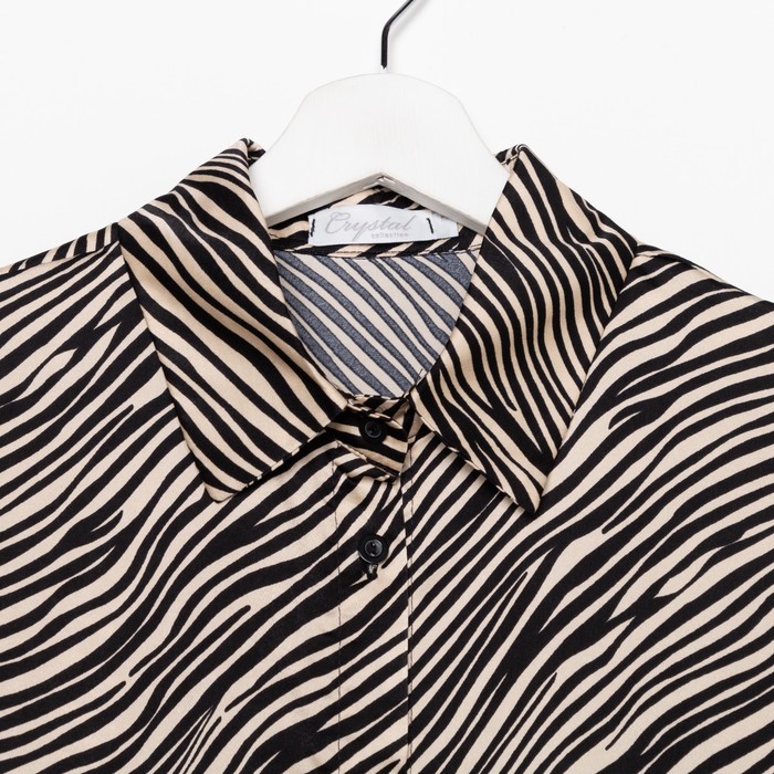 Блузка женская, цвет экрю, принт зебра, размер 52 53469
