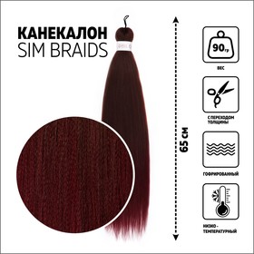 SIM-BRAIDS Канекалон двухцветный, гофрированный, 65 см, 90 гр, цвет русый/вишнёвый(#FR-8)