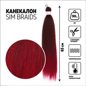 SIM-BRAIDS Канекалон двухцветный, гофрированный, 65 см, 90 гр, цвет русый/бордовый(#FR-9)