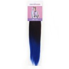 SIM-BRAIDS Канекалон двухцветный, гофрированный, 65 см, 90 гр, цвет синий/русый(#FR-19) - Фото 3