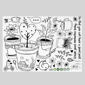 Наклейка интерьерная чёрная «Растения в горшках», 50×70 см 7599466