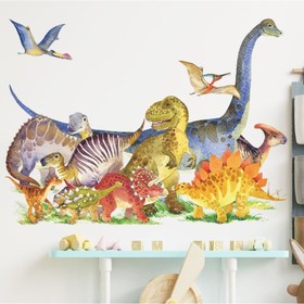 Наклейка пластик интерьерная цветная "Эра динозавров" 40х60 см
