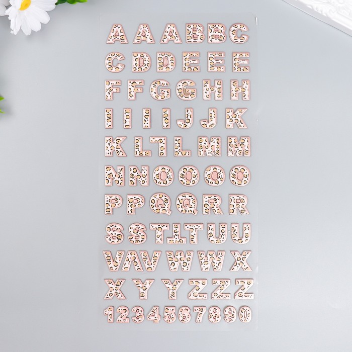 Наклейка пластик "Английский алфавит и цифры. Леопард" 31х14 см - Фото 1