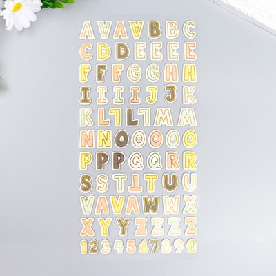 Наклейка пластик "Английский алфавит и цифры" разноцветные 31х14 см