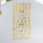 Наклейка пластик "Английский алфавит и цифры. Золотая обводка" 31х14 см - фото 9648599