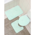 Набор ковриков для ванной и туалета Доляна «Морское дно», 3 шт: 50×80, 50×40, 38×43 см, цвет бирюзовый - фото 9648638