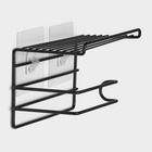 Держатель для туалетной бумаги Доляна, с полочкой, 19.5×9.5×8 см, чёрный - Фото 4