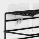 Держатель для туалетной бумаги Доляна, с полочкой, 19.5×9.5×8 см, чёрный - Фото 5