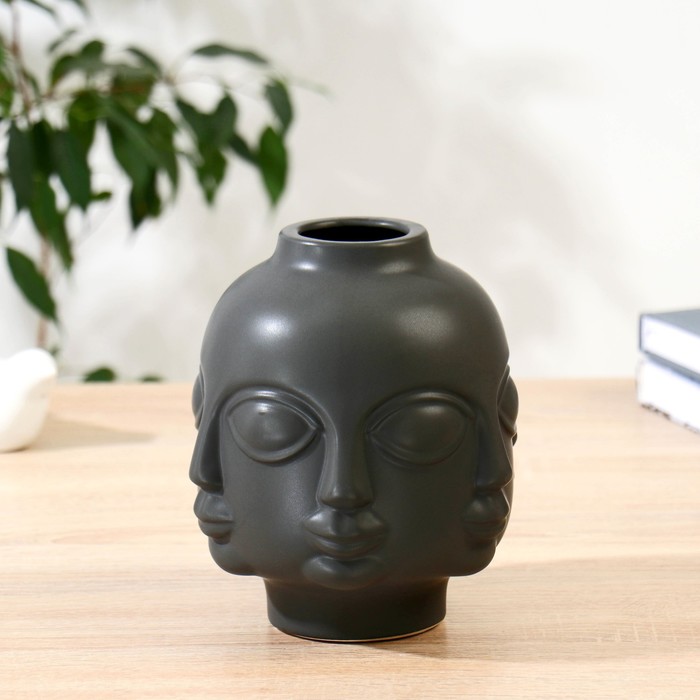 Ваза для цветов «Воззрение», h=18 см, d=5 см, керамика, чёрная