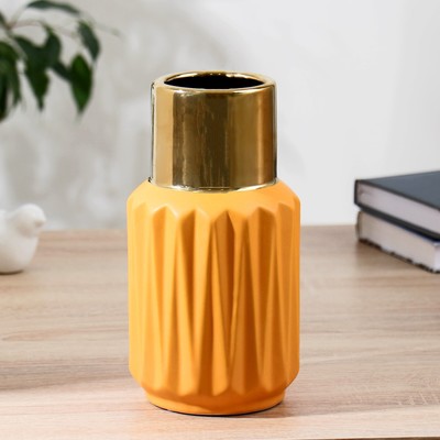 Ваза «Флорентина», h=21.5 см, d внутр=6.5 см, d нар=8 см, керамика, жёлтая